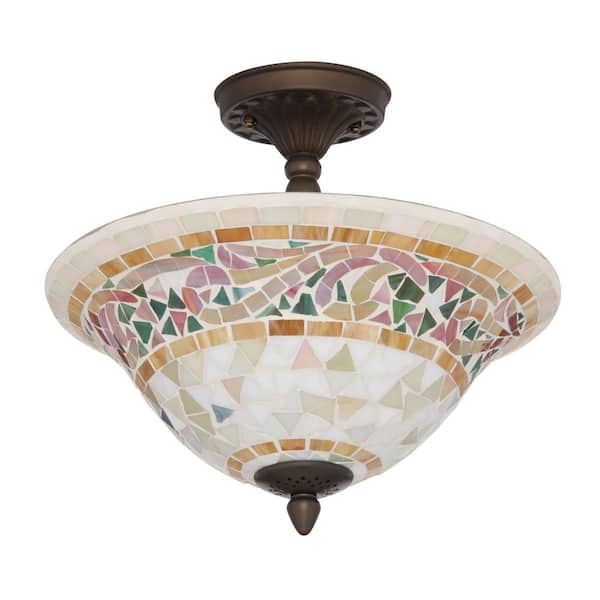 Bradshaw 3-Light antique brass Semi-Flush Mount Light