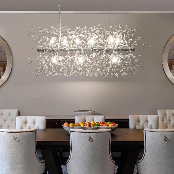 Calzada Decor 9-Light Chrome Dandelion Firework Chandelier LED Crystal Pendant Lights