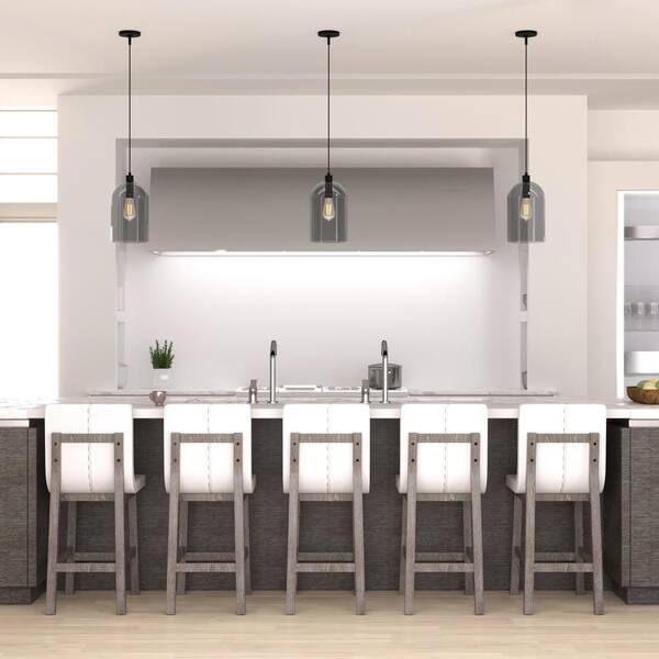 Lochemeade 1 Light Natural Iron Pendant with Smoked Glass Shade Kitchen Light