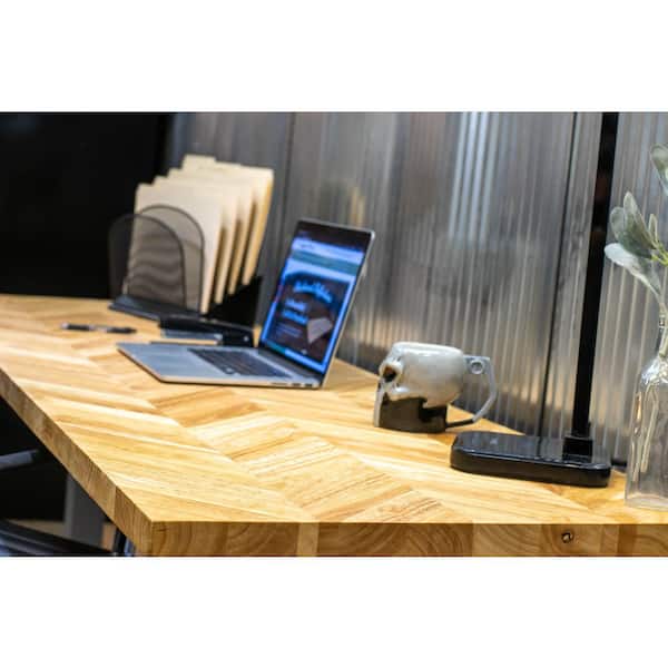 6 ft. L x 25 in. D Unfinished Hevea Chevron Solid Wood Butcher Block Countertop With Square Edge