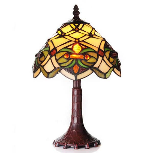 13 in. Small Arielle Multicolored Accent Brown Table Lamp