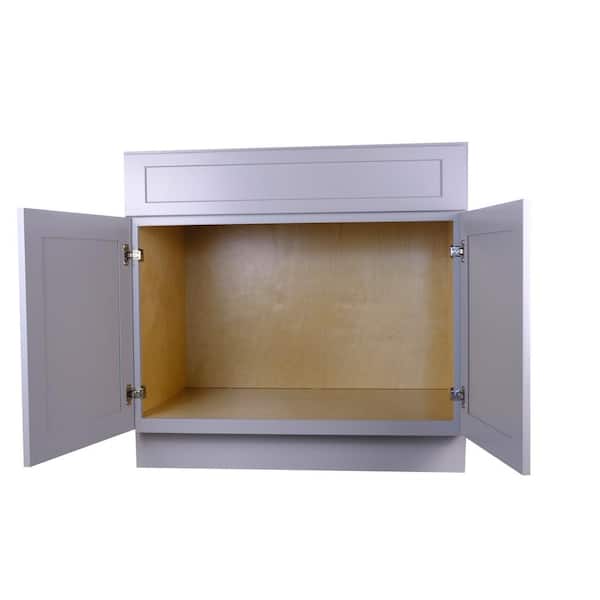 Bremen 42 in. W x 24 in. D x 34.5 in. H Gray Plywood Assembled Sink Base Kitchen Cabinet with Soft Close
