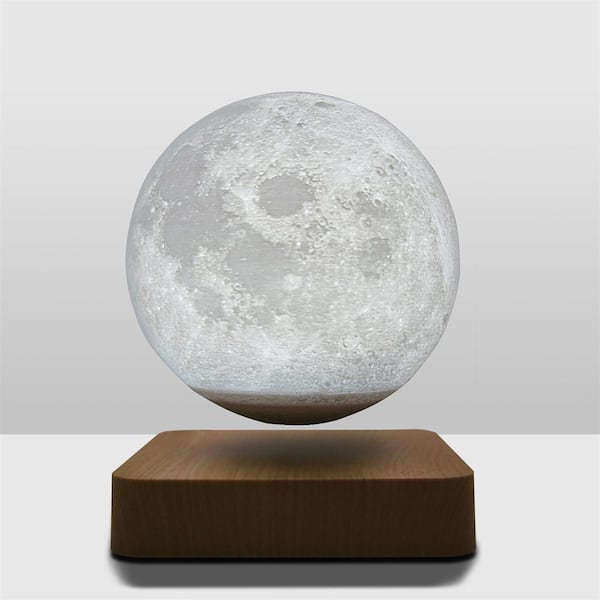 3D Printed Magnetic Levitation Moon LED Table Lamp With Touch Sensor Controls