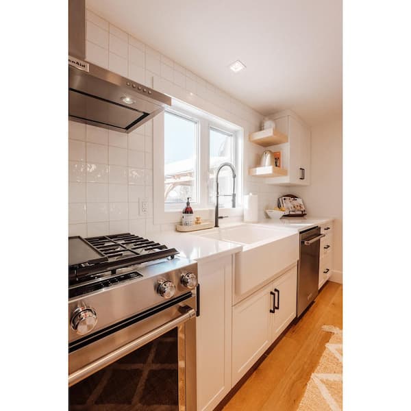 QA-750 Quartz/Granite 34 in. Double Bowl 50/50 Farmhouse/Apron Front Kitchen Sink in White with Grid and Strainer