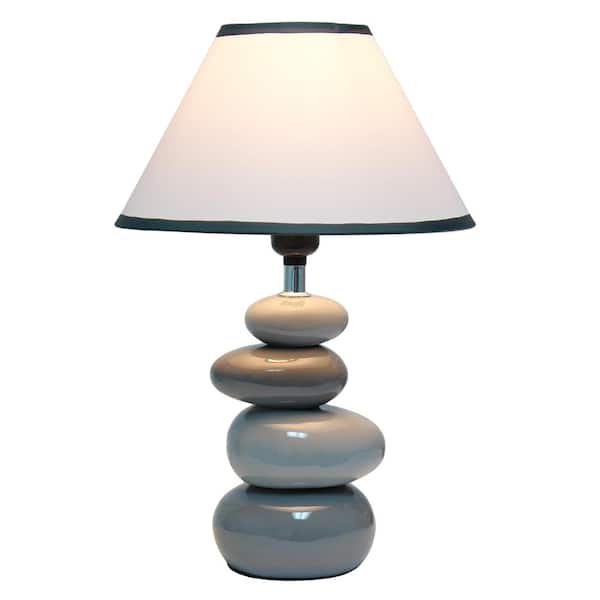 15 in. Shades of Gray Ceramic Stone Table Lamp with Shade
