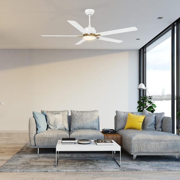 Byrness 60 in. Color Changing Integrated LED Indoor Matte White 10-Speed DC Ceiling Fan with Light Kit/Remote Control