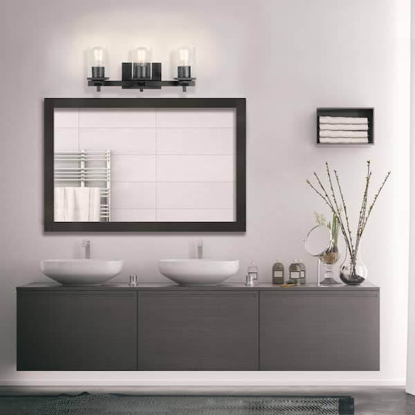 Dakota 20 in. 3-Light Matte Black Vanity Light with Accessories