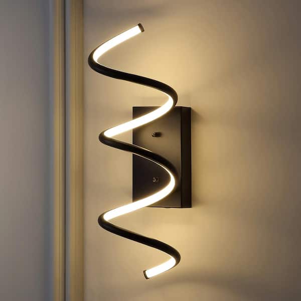 Scribble 7 in. Black Modern Metal Integrated LED Vanity Light Sconce