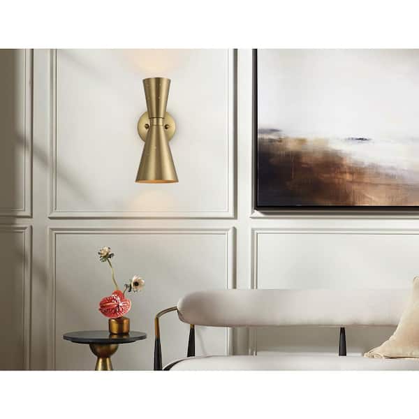 Selah 2-Light Gold Pinhole Horn Wall Sconce with Light Direction of Up and Down