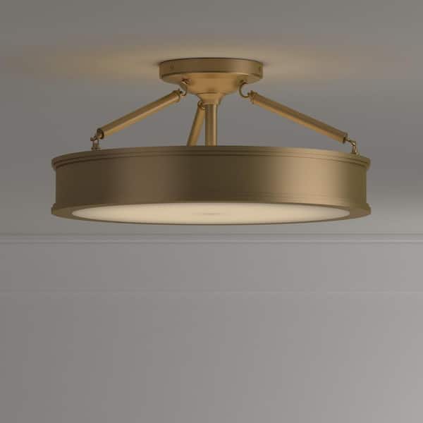 Harbour Point 3-Light Liberty Gold Semi-Flush Mount Light