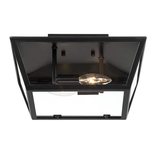 2-Light Black Outdoor Flush Mount