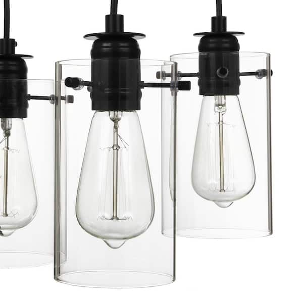 Regan 3-Light Espresso Pendant Hanging Light with Clear Glass Shades, Industrial Kitchen Pendant Lighting