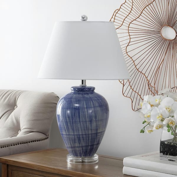Lerma 25 in. Blue Crackle Table Lamp