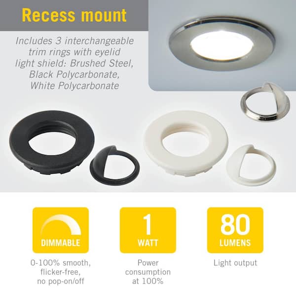 Mini-Recessed LED Puck Light Bright White (4000K)