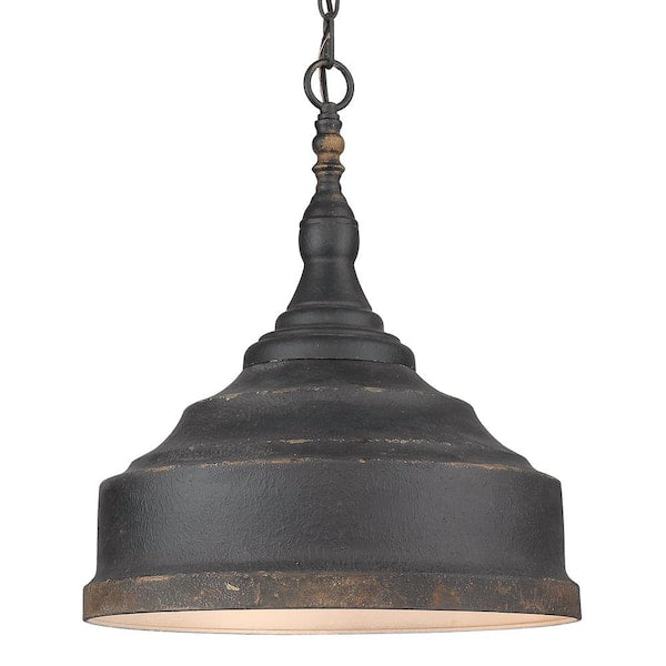 Keating 3- Light Antique Black Iron Pendant Light