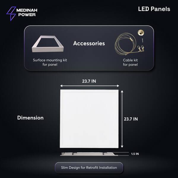 2x2 LED Back-Lit Panel, Adjustable Watt and CCT (4-Pack)