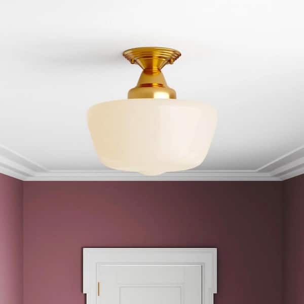 Modern 1-Light Simple Dome Semi Flush Mount Farmhouse Ceiling Ceiling lighting with Clear Glass Shade