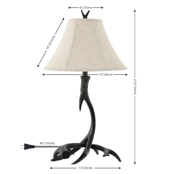 Antler 27.5 in. Black Rustic Resin LED Table Lamp