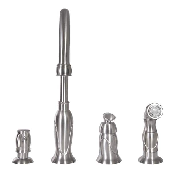 Madison Single-Handle Standard Kitchen Faucet with Side Sprayer with Soap Dispenser in Satin Nickel