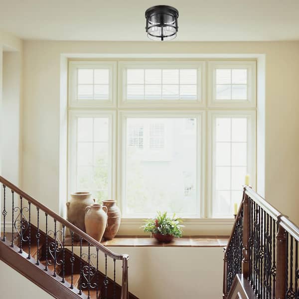 Wexford 3-Light Dark Bronze Semi-Flush Mount Ceiling Light with Clear Glass