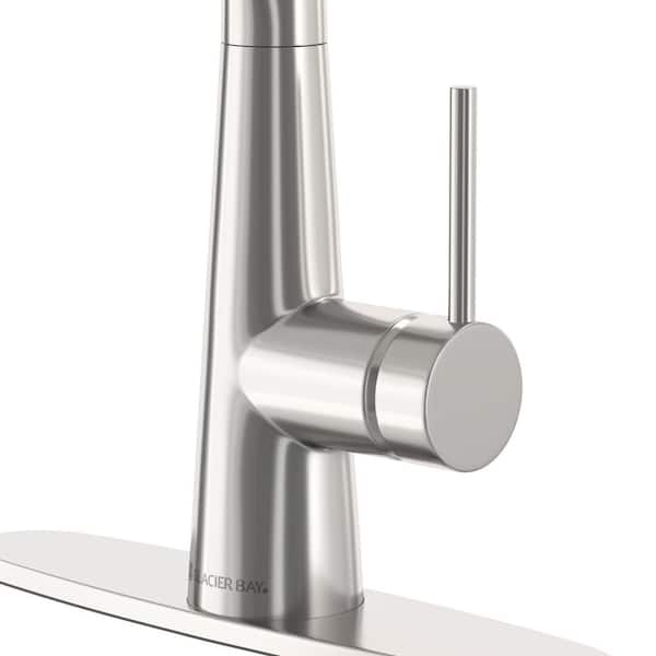 Brenner Commercial Style Single-Handle Pull-Down Sprayer Kitchen Faucet in Stainless Finish