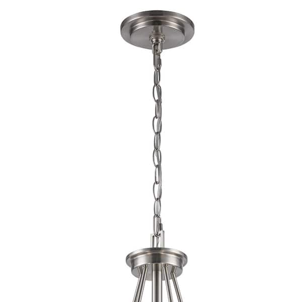 5-Light Brushed Nickel Chandelier Light Fixture with Frosted Glass Shades