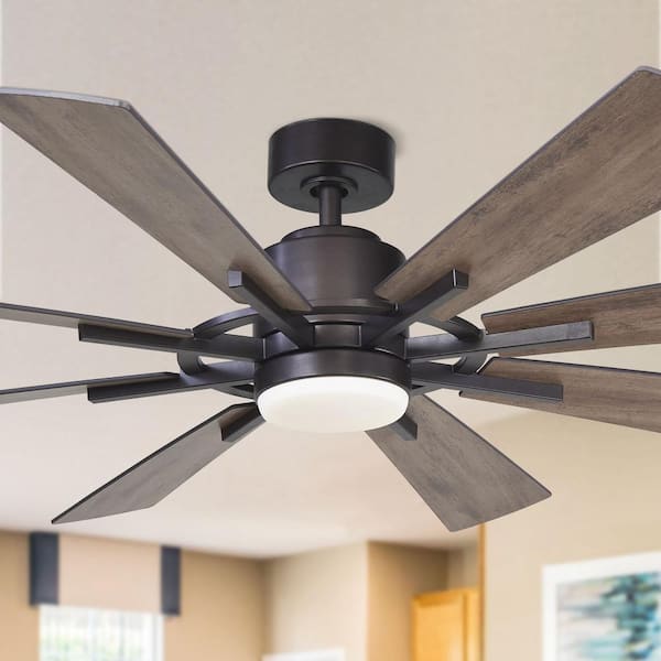 Oretha 60 in. Windmill 8-Blade LED Oil-rubbed Bronze Ceiling Fan with Light and Remote Control