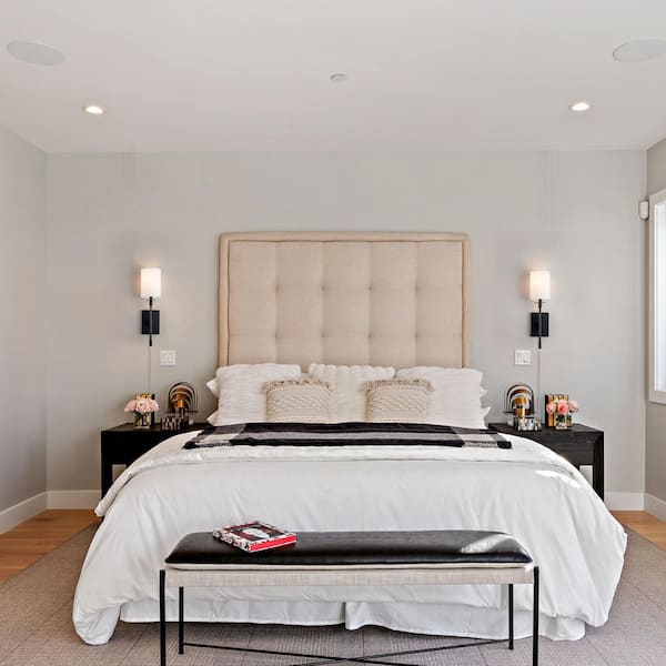 1-Light Black Hardwired and Plug-in Wall Sconce with Fabric Shade and ON-OFF Switch