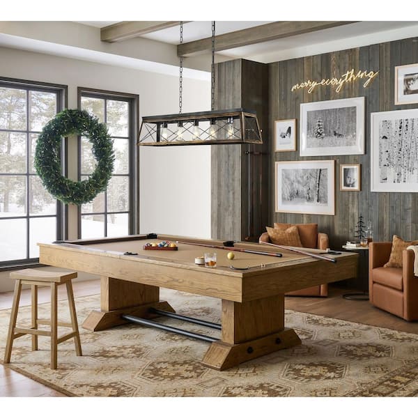 5-Light Industrial Rectangle Island Chandeliers Matte Black Farmhouse Chandelier