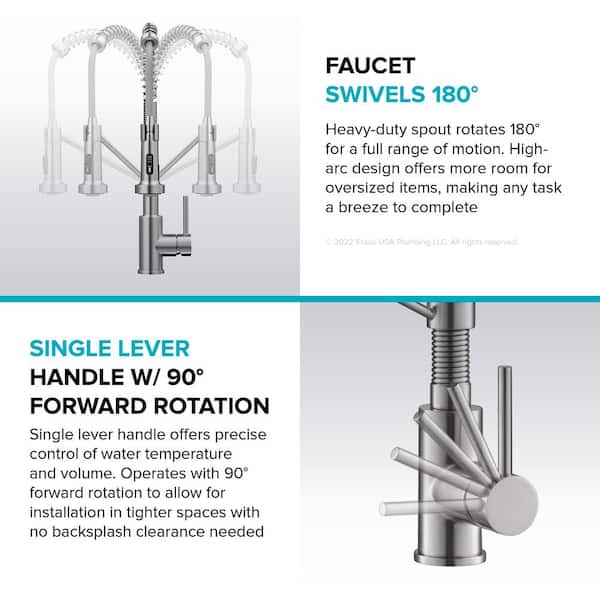 Bolden Commercial Style Pull-Down Single Handle 18-Inch Kitchen Faucet in Brushed Brass