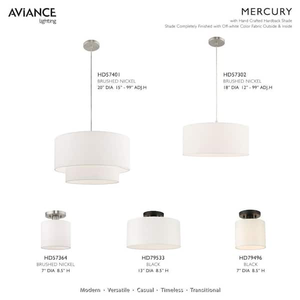 Mercury 1 Light Brushed Nickel Semi Flush Mount