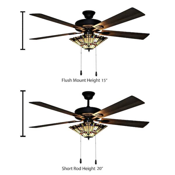 Michelangelo Mission 52 in. Stained Glass LED Ceiling Fan With Light