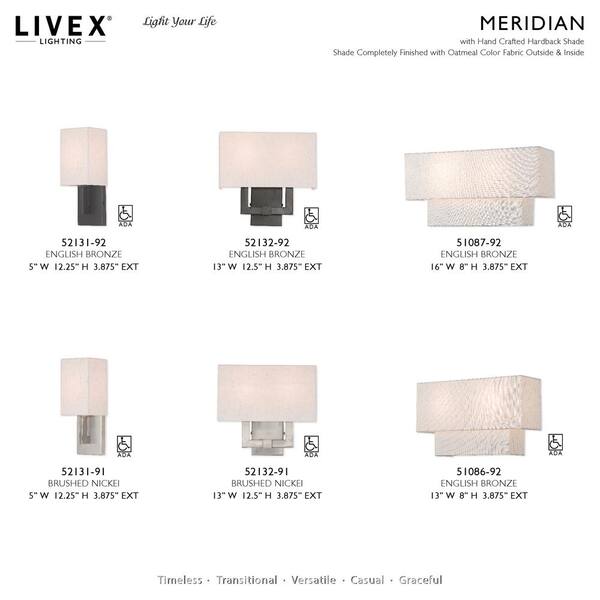 Meridian 1-Light English Bronze ADA Wall Sconce