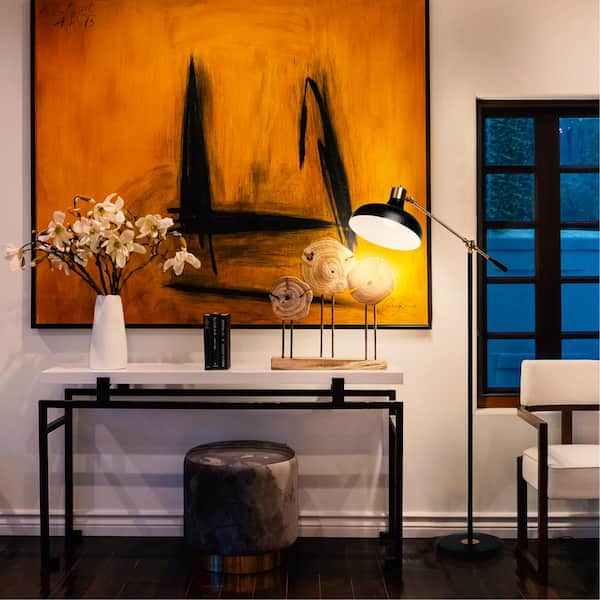 Wyatt 60 in. Black LED Arc Floor Lamp with Adjustable Arm