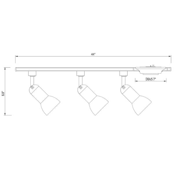 4 ft. 3-Light White Linear Track Lighting Kit with R20/PAR20 Medium Step Track Lighting Heads