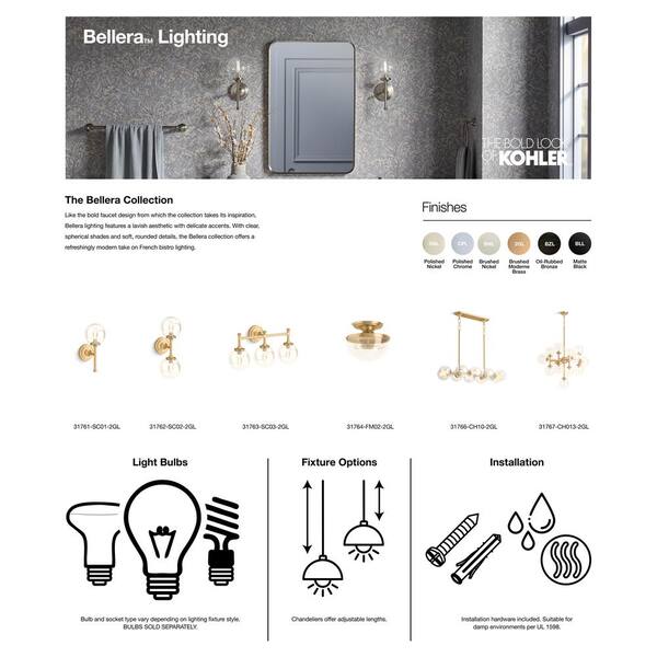 Bellera 3-Light Brushed Moderne Brass Wall Sconce