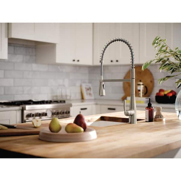 Essie Single-Handle Pre-Rinse Spring Pulldown Sprayer Kitchen Faucet with Power Clean in Spot Resist Stainless