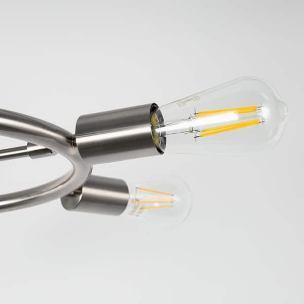 18.31 in. 6-Light Brushed Nickel Modern Sputnik Semi Flush Mount Ceiling Light, Wagon Wheel Design Chandelier Hallway