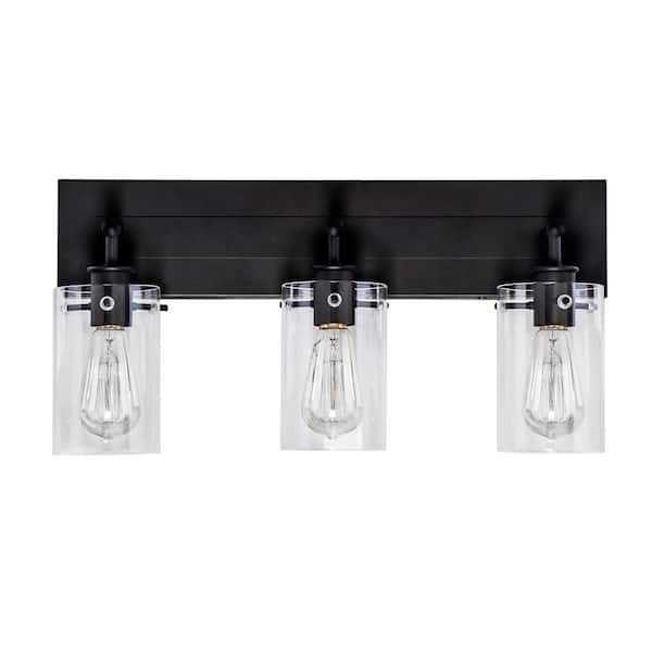 Regan 21 in. 3-Light Espresso Bronze Bathroom Vanity Light with Clear Glass Shades