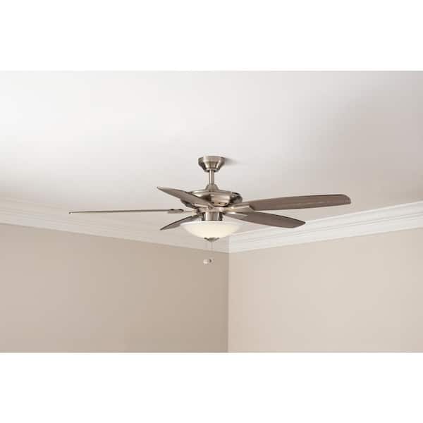Menage 52 in. Integrated LED Indoor Low Profile Brushed Nickel Ceiling Fan with Light Kit