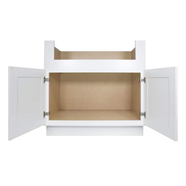 White Painted Shaker Style Ready to Assemble Farm Sink Base 36 in. W x 34-1/2 in. H x 24 in. D