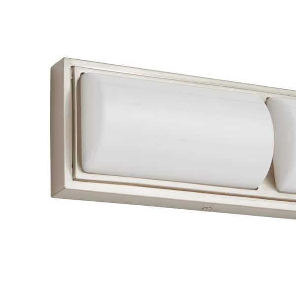Bingham 24.02 in. 1-Light Brushed Nickel Integrated LED Bathroom Vanity Light Bar with Frosted Acrylic Shade