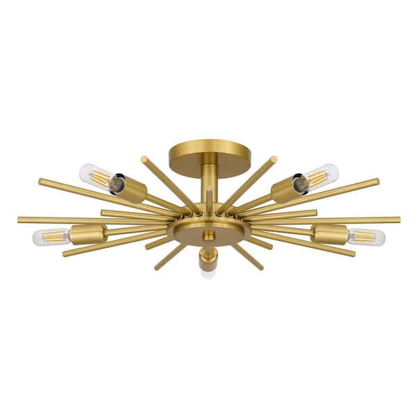 Brookings 21.63 in. 5-Light Brushed Gold Semi-Flush Mount