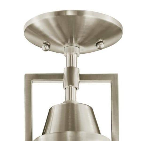 Wilhelm 12 in. 1-Light Brushed Steel Industrial Farmhouse Semi-Flush Mount Ceiling Light Fixture with Metal Shade