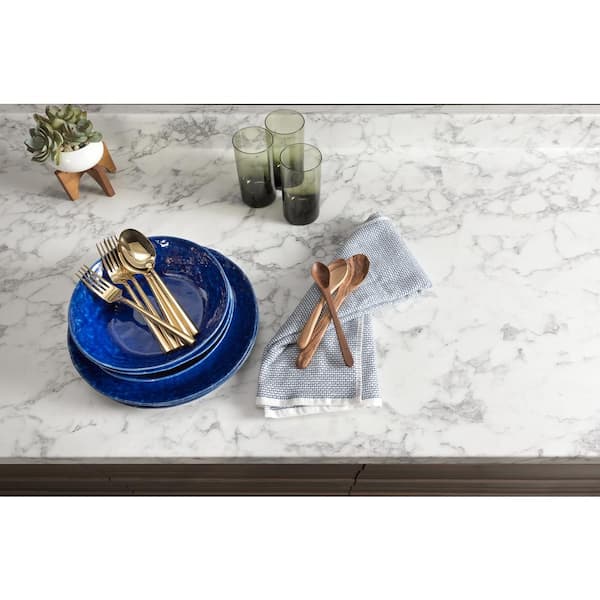 5 ft. x 12 ft. Laminate Sheet in RE-COVER Marmo Bianco Premium Textured Gloss Finish