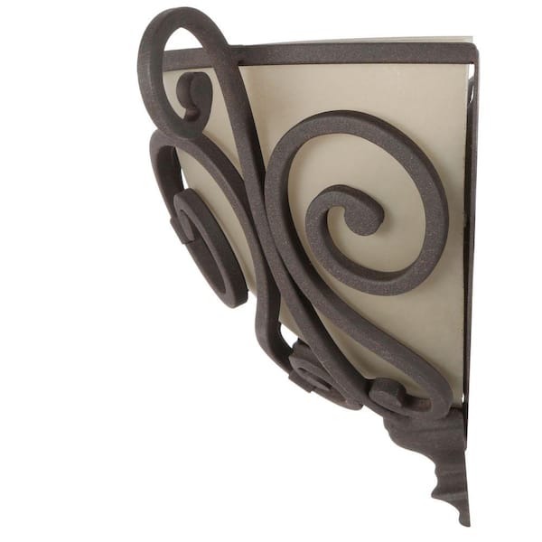 Earle 1-Light Aged Iron Half Sconce with Scavo Glass Shade