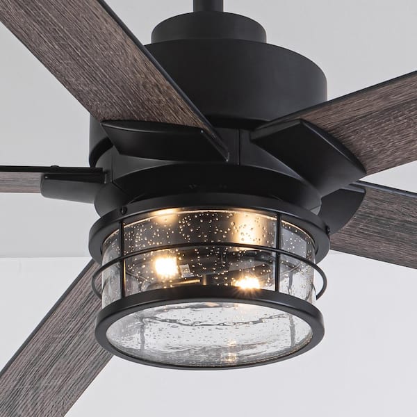Barnn 65 in. Industrial Matte Black Downrod Mount LED Ceiling Fan with Lights and Remote Control