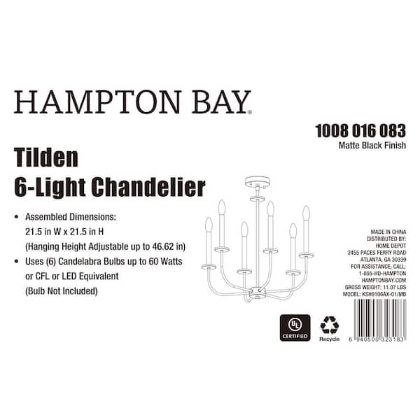 Tilden 6-Light Matte Black Chandelier