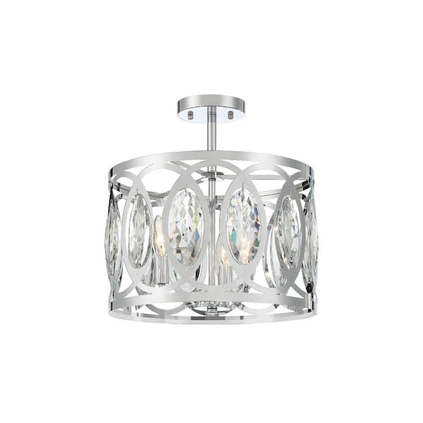 Crista 9.5 in. 3-Light Chrome Semi-Flush Mount/Pendant Convertible