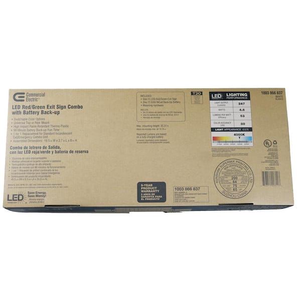 Combo 14-Watt Equivalent Integrated LED White Exit Sign and Emergency Light with Ni-Cad 9.6-Volt Battery